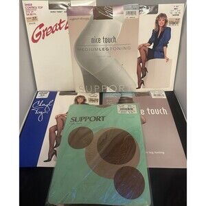 Vintage 1990's Pantyhose Lot of 6- Assorted Sizes- Cheryl Tiege, Nice Touch NEW